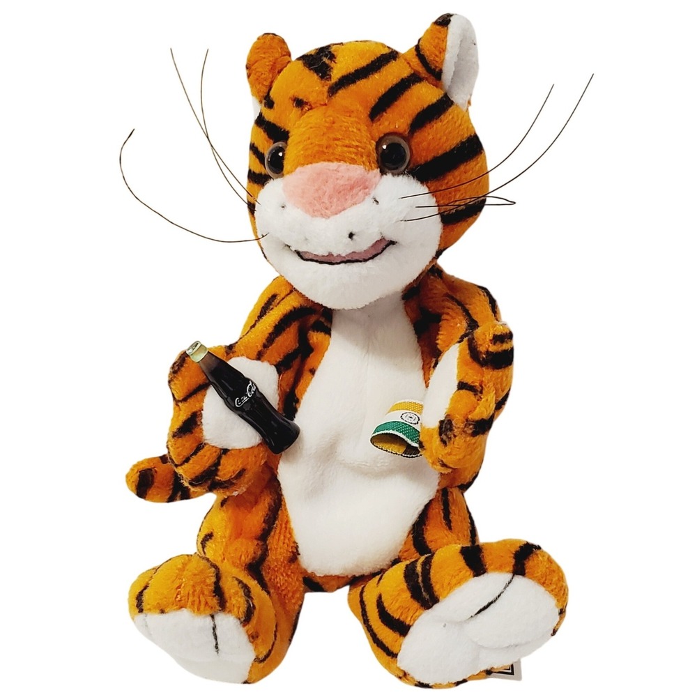 Vintage 1998 Coca-Cola Plush Tiger India International Collection Bean Bag 6"